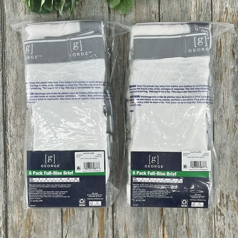 Men's Cotton Full Rise Briefs Underwear 2, 6-Packs Size 3XL